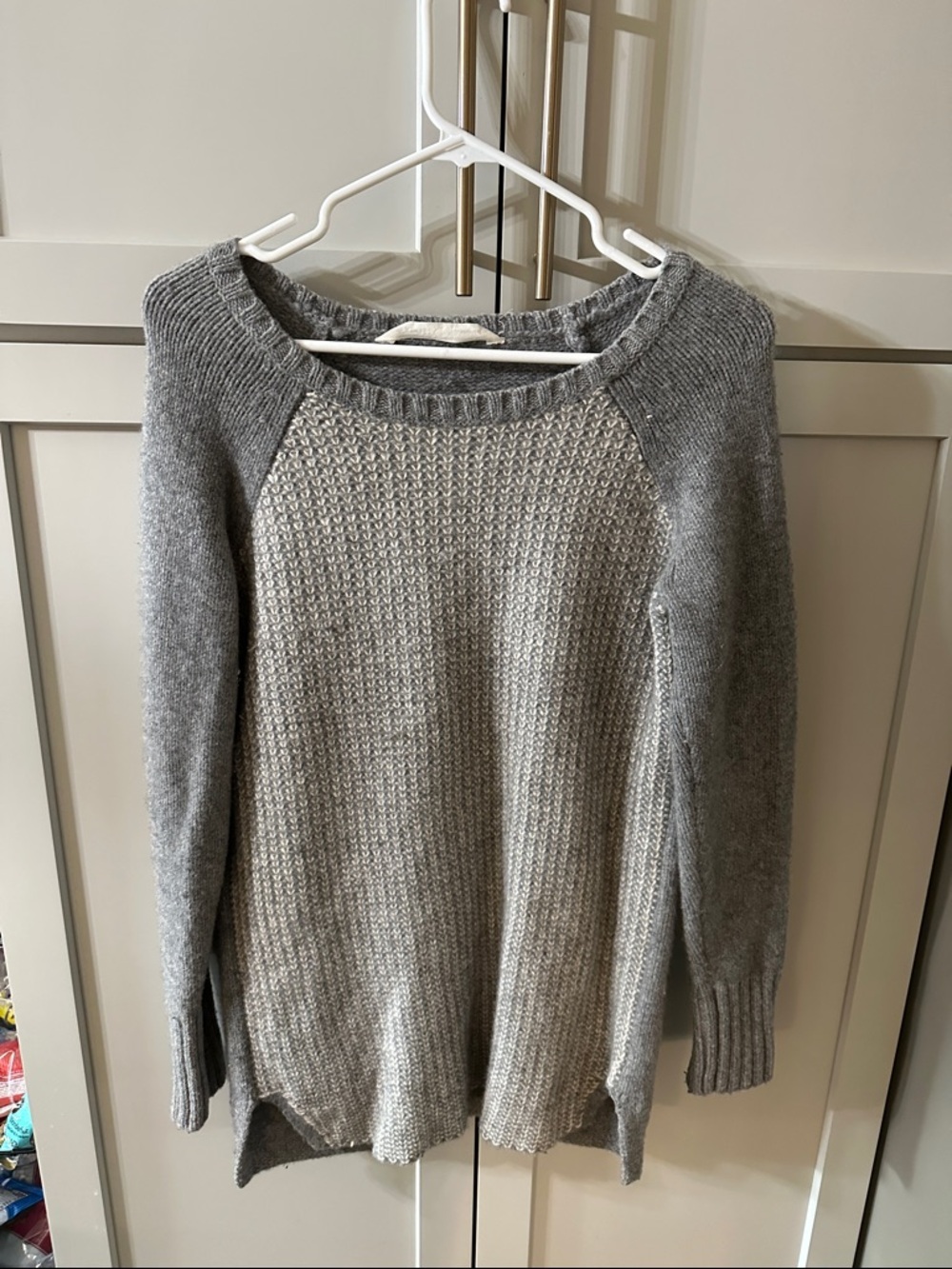 Athleta Cozy Women's Two-Tone Grey Knit Tunic Sweater